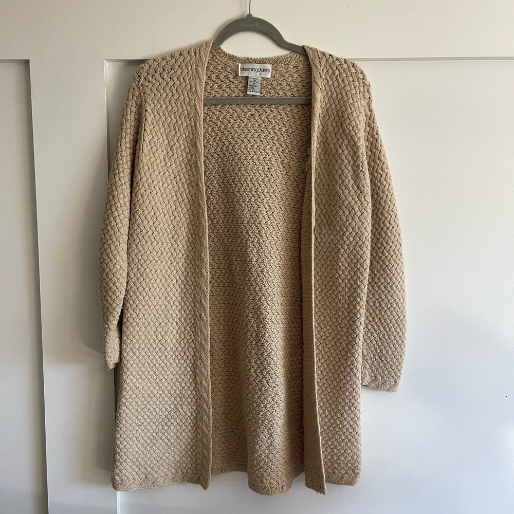 Bloomingdale's Tan Textured Cardigan
